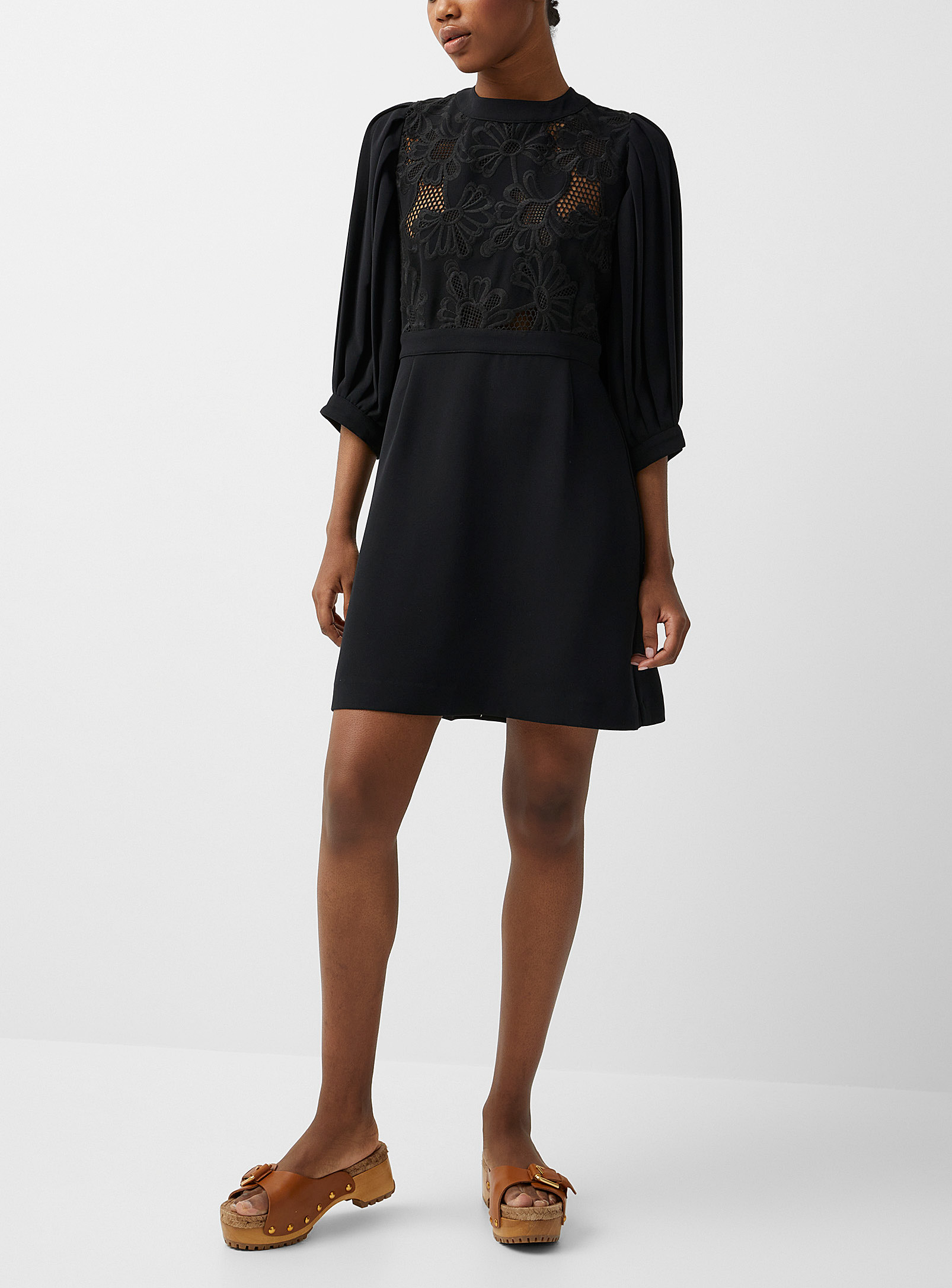 See By Chloé Embroidered Long Sleeve Dress In Black