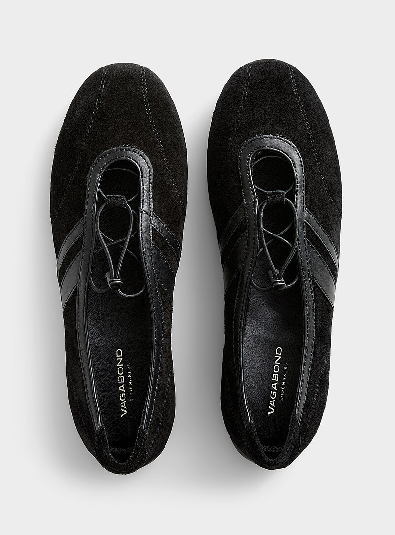 Vagabond Shoemakers Black Hollie suede ballet flat sneakers Women for women