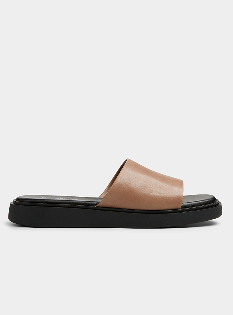Vagabond Shoemakers: La sandale slide cuir taupe Connie Femme Brun pâle  pour femme