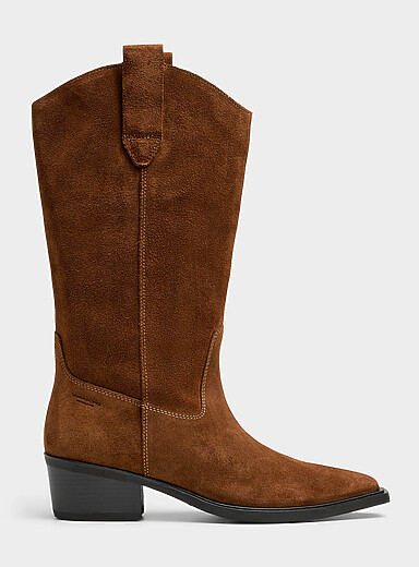 Vagabond Shoemakers: La botte western su&egrave;de cacao Kelsey Femme Brun  pour femme