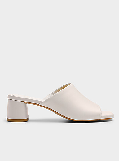 Cream leather Piper block-heel mule Women