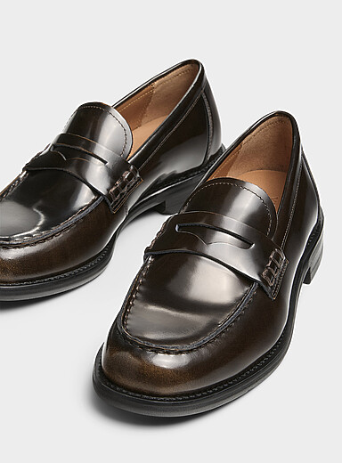 Linn polished leather penny loafers Women