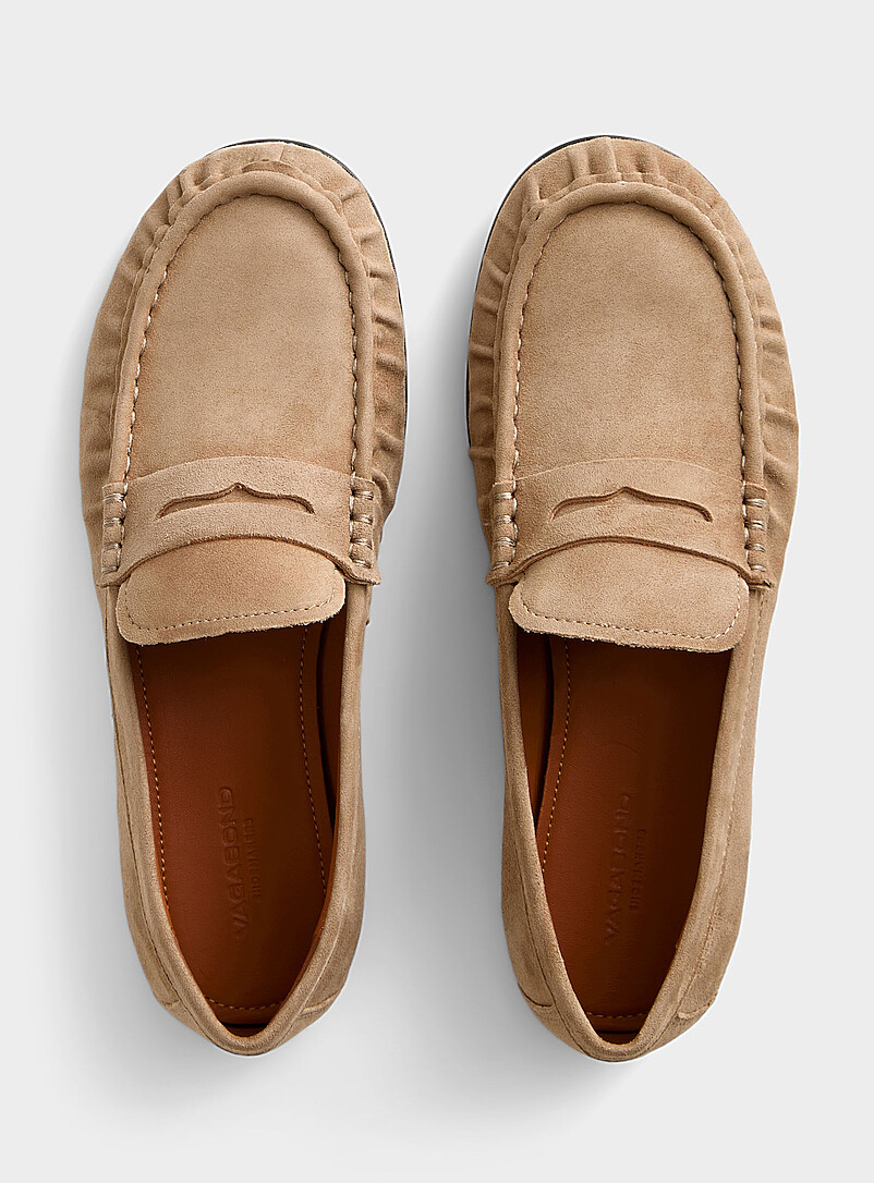 Vagabond Shoemakers: Le fl&acirc;neur fronc&eacute; Aleya su&egrave;de sable Miel - Chameau pour femme