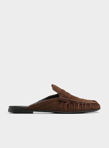 Vagabond Shoemakers: La mule flan&ecirc;ur fronc&eacute;e Aleya su&egrave;de espresso Brun pour femme
