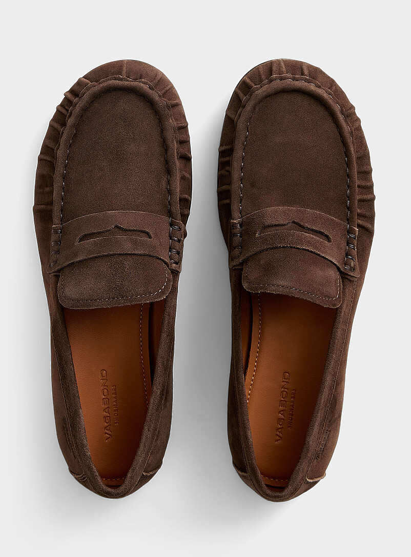 Vagabond Shoemakers: Le fl&acirc;neur fronc&eacute; Aleya su&egrave;de espresso Brun pour femme