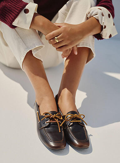 La chaussure bateau cuir brun Hillary Femme