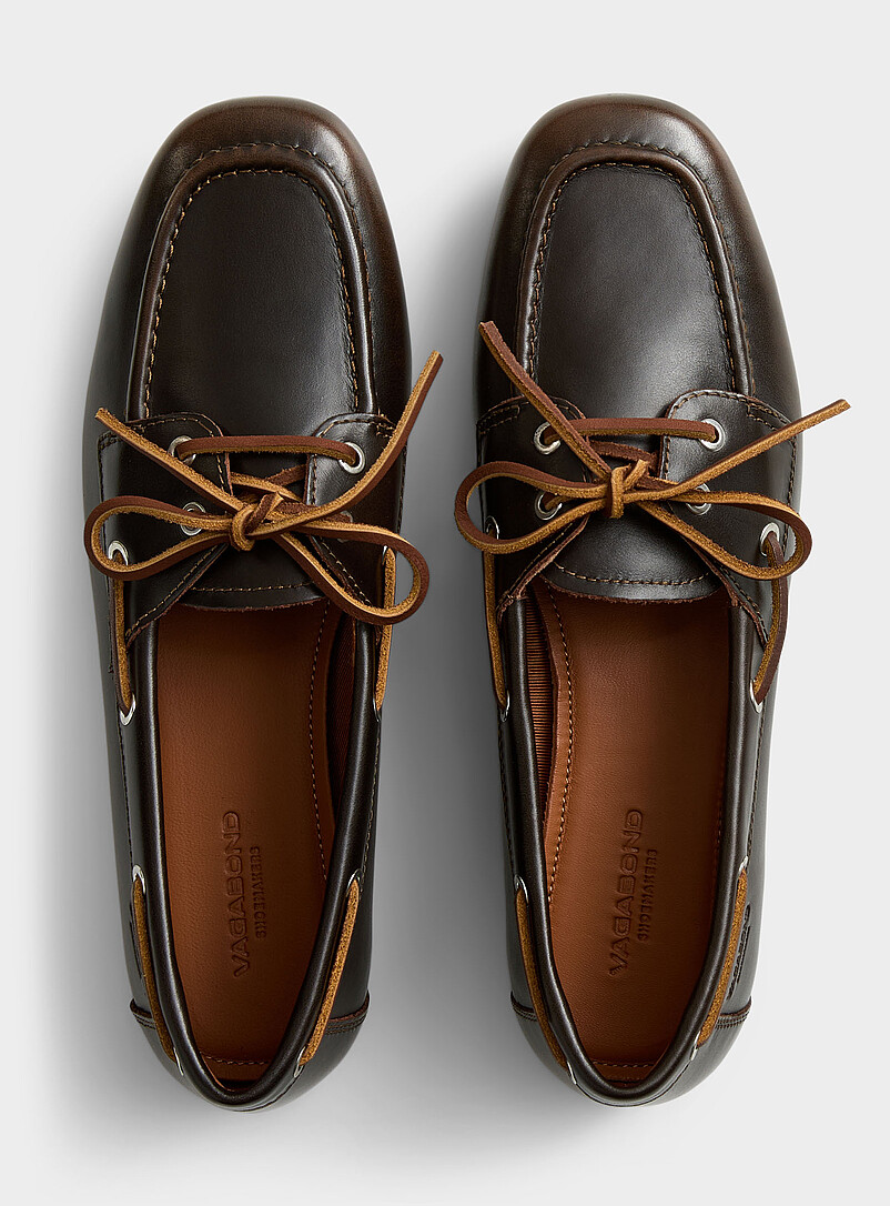 Vagabond Shoemakers: La chaussure bateau cuir brun Hillary Brun pour femme