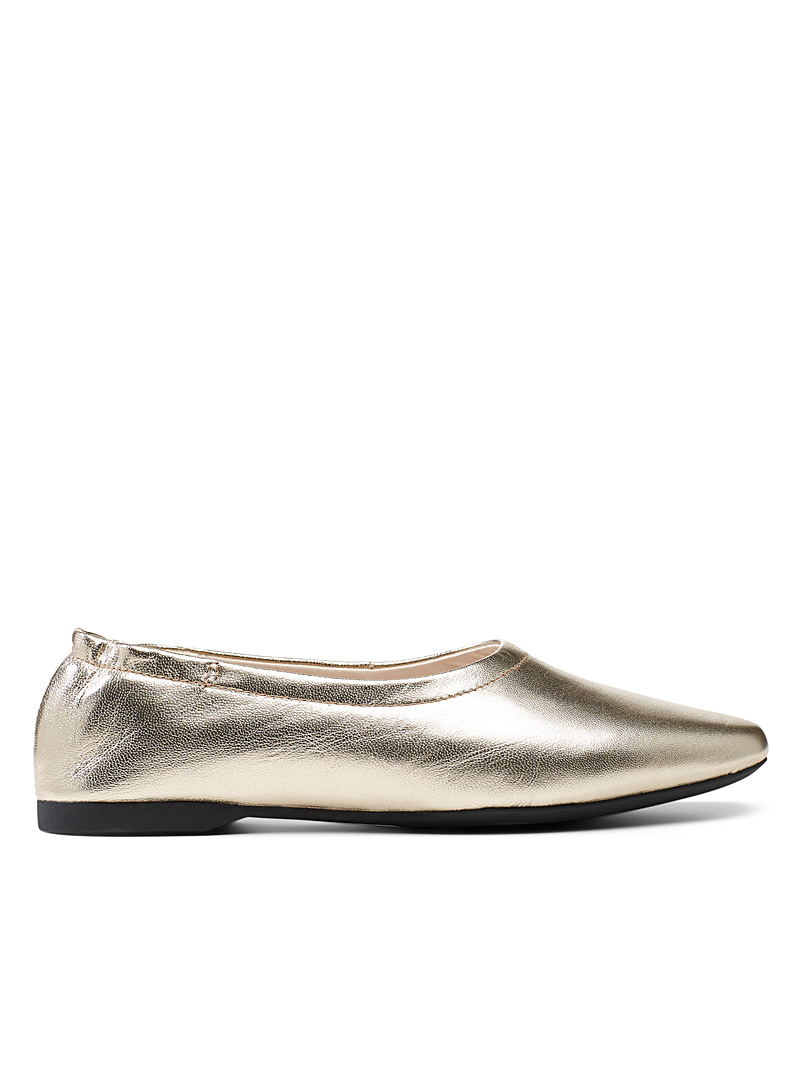 Gold leather Maddie ballet flats 