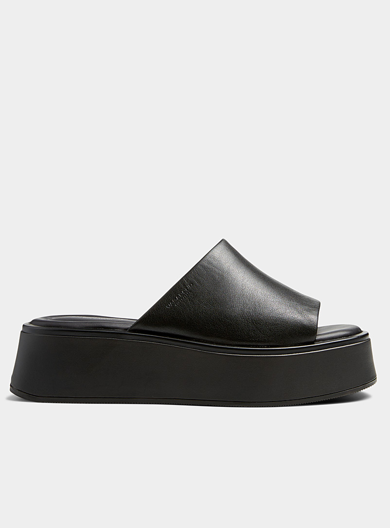 Vagabond Shoemakers: La sandale slide Courtney en cuir Femme Noir pour femme
