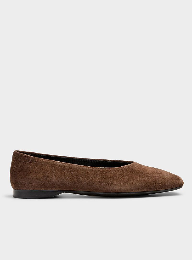 Delia Square-Toe Suede Ballet Flats Women