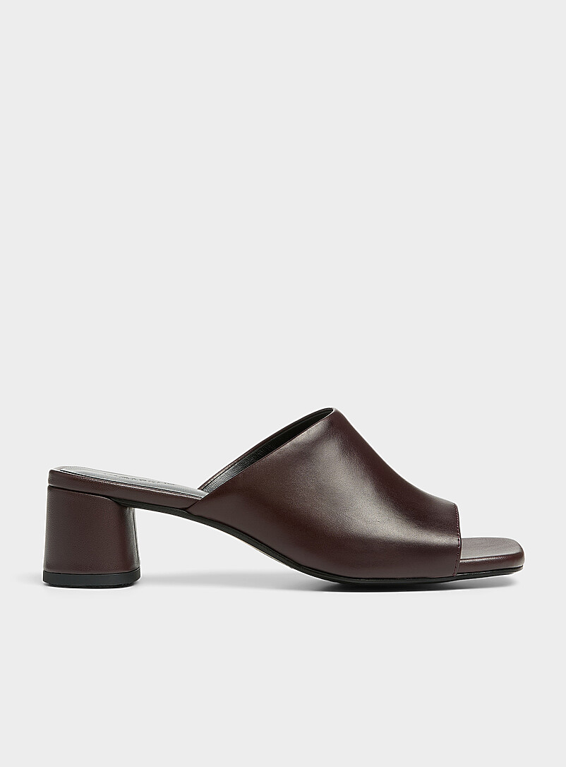 Cherry Leather Piper Block-Heel Mule Women