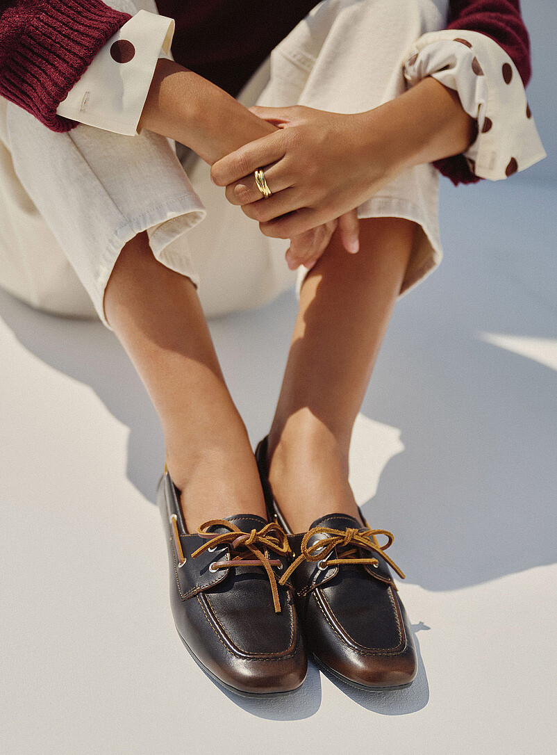 Hillary brown leather boat shoes Women product image (primary)