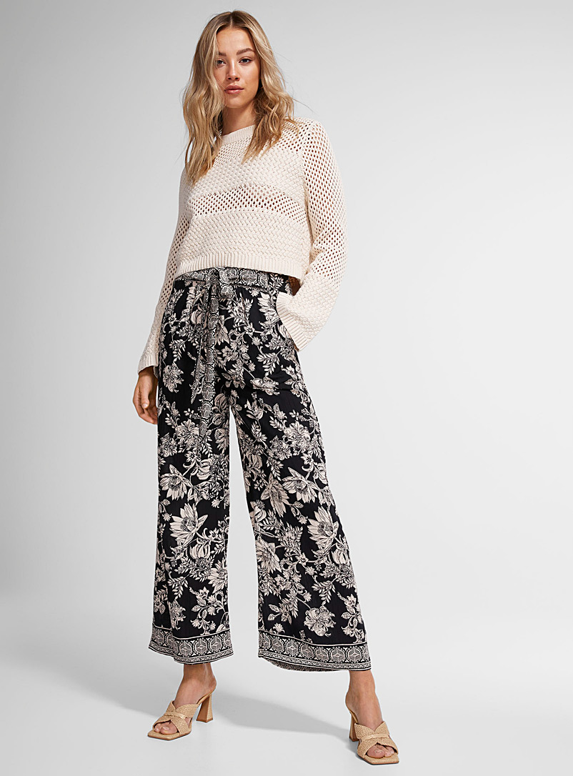 Icône Ivory White Nomad print palazzo pant for women