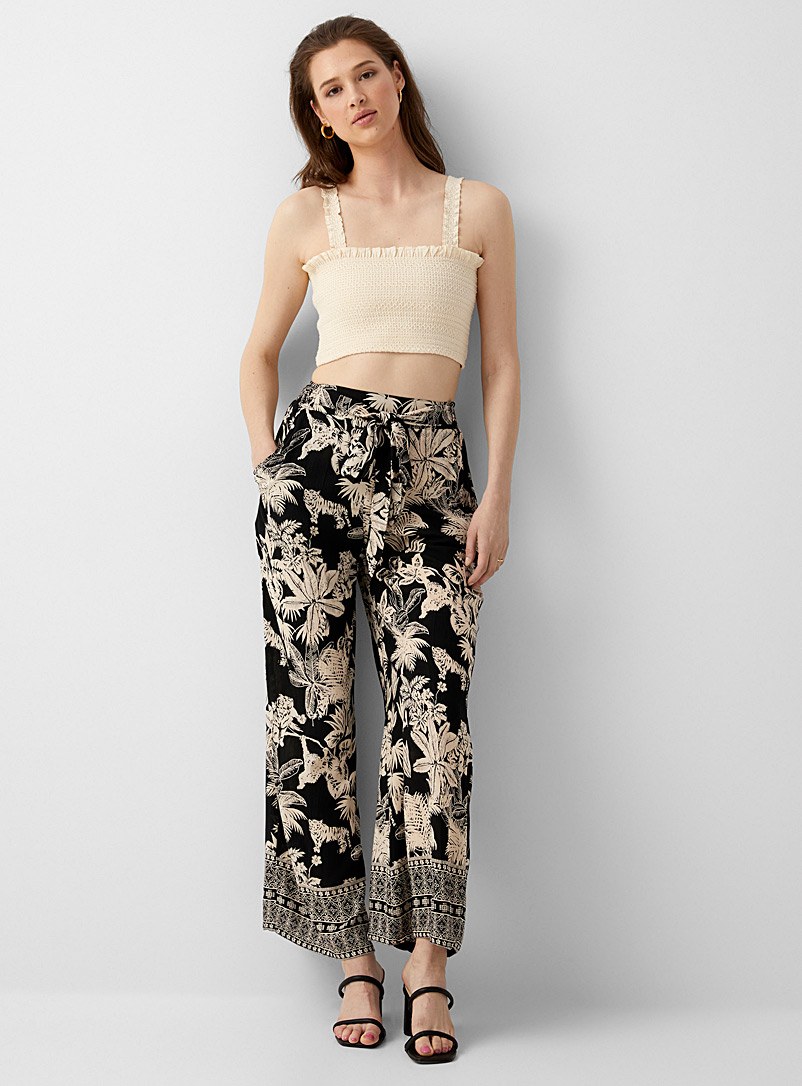 Icône Ivory and black Nomad print palazzo pant for women