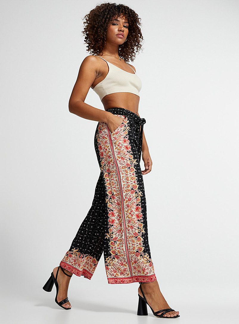 Icône Patterned Black Nomad print palazzo pant for women