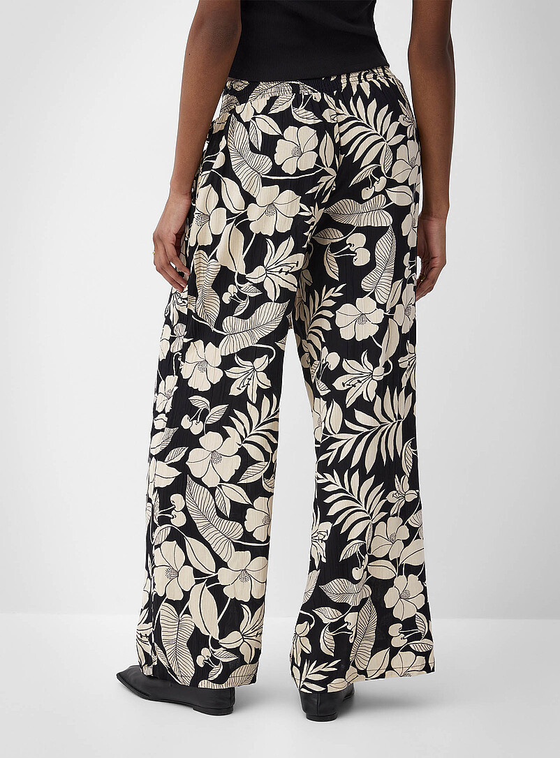 Ic&ocirc;ne: Le pantalon large imprim&eacute; rubans &agrave; nouer Blanc et noir  pour femme
