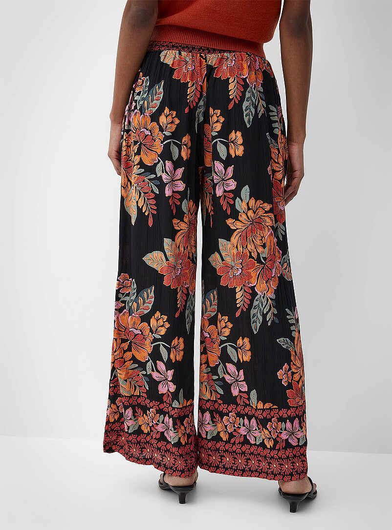 Ic&ocirc;ne: Le pantalon large imprim&eacute; rubans &agrave; nouer Blanc et noir  pour femme