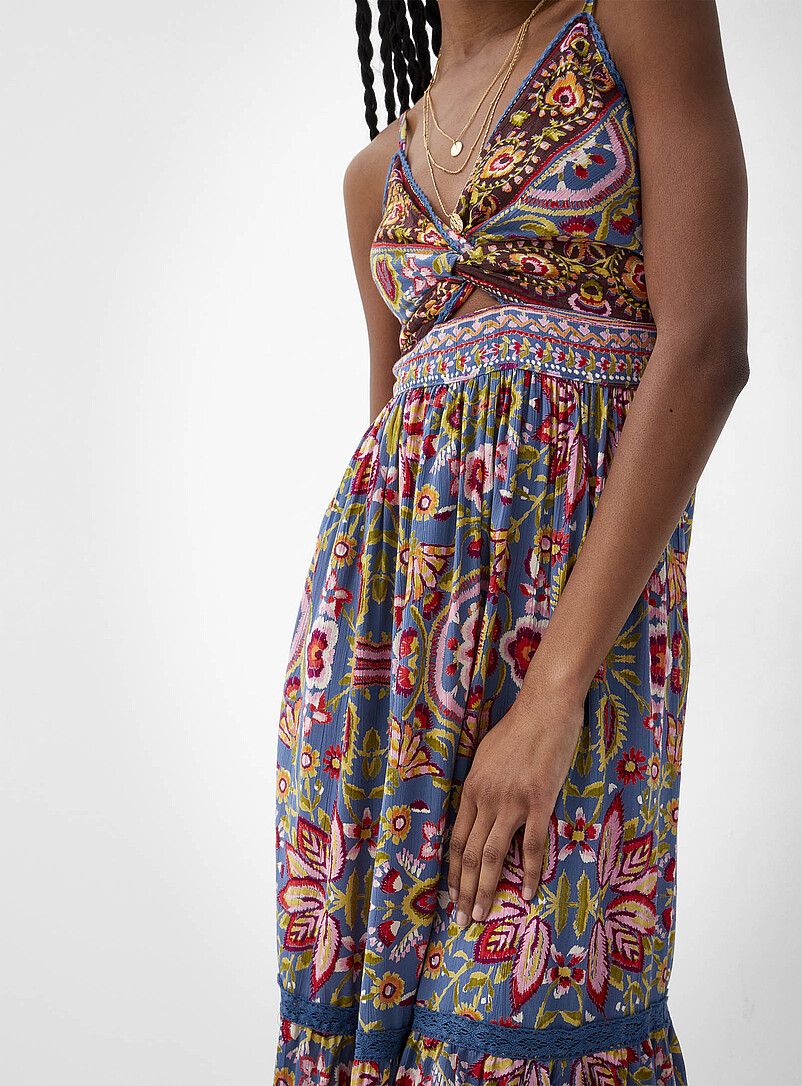 Ic&ocirc;ne Dusky Pink Twist detail maxi dress for women