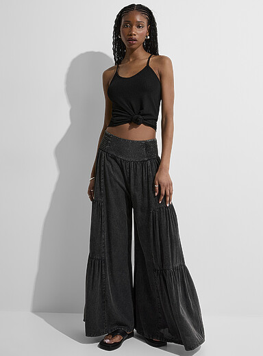 Tiered faded wide-leg pant