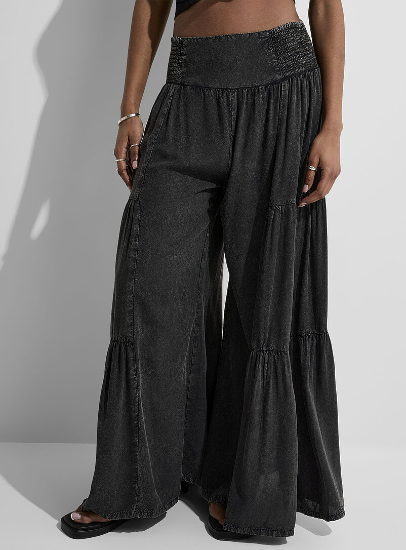Ic&ocirc;ne: Le pantalon large d&eacute;lav&eacute; &eacute;tag&eacute; Oxford pour femme