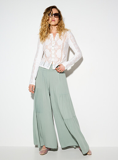 Tiered faded wide-leg pant