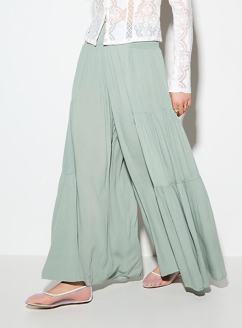 Ic&ocirc;ne Oxford Faded tiered wide-leg pant for women