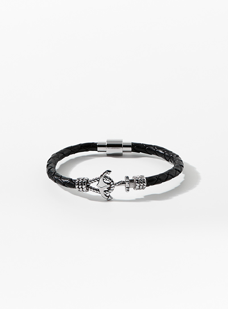 Le 31 Black Boat anchor bracelet for men