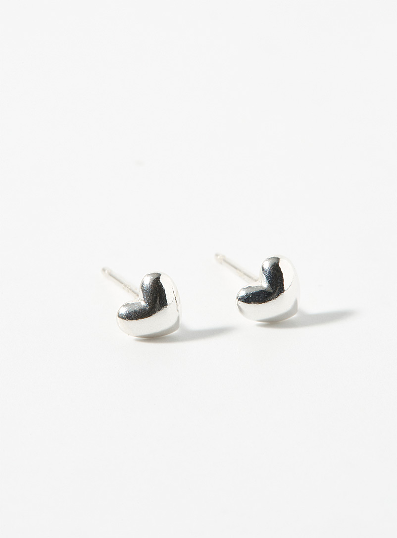 Simons Silver Mini-heart silver earrings for women