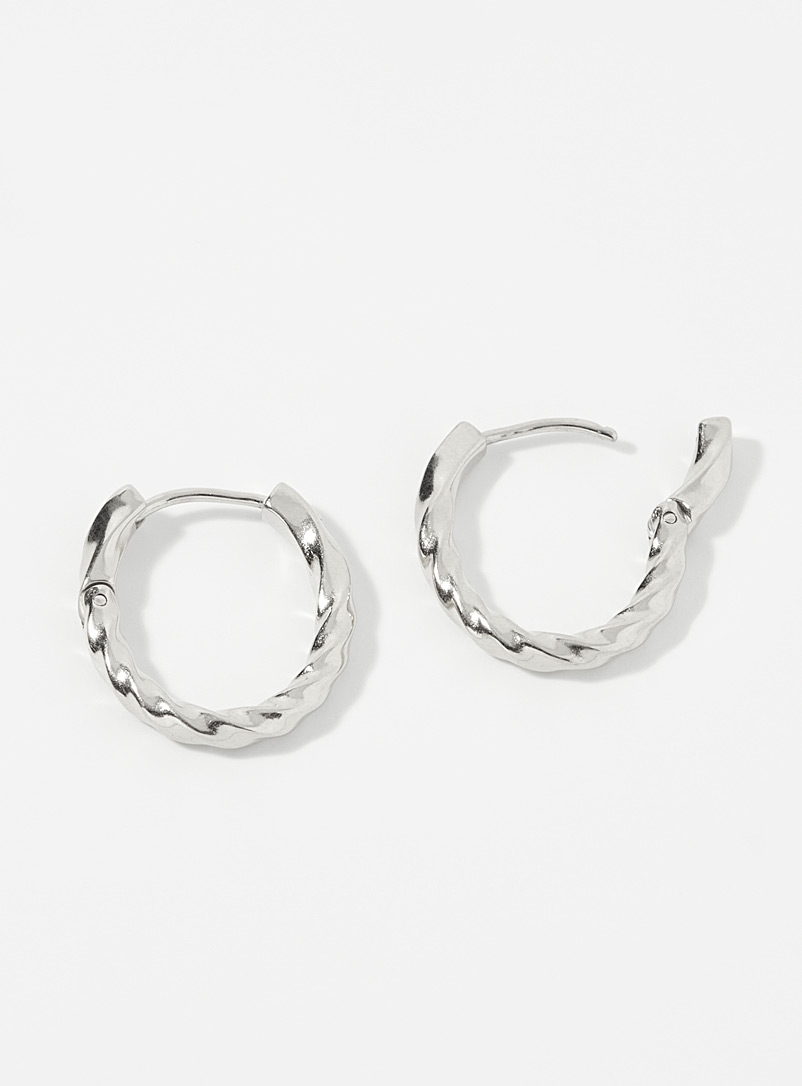 Simons: Les anneaux ovales torsadés Argent pour femme