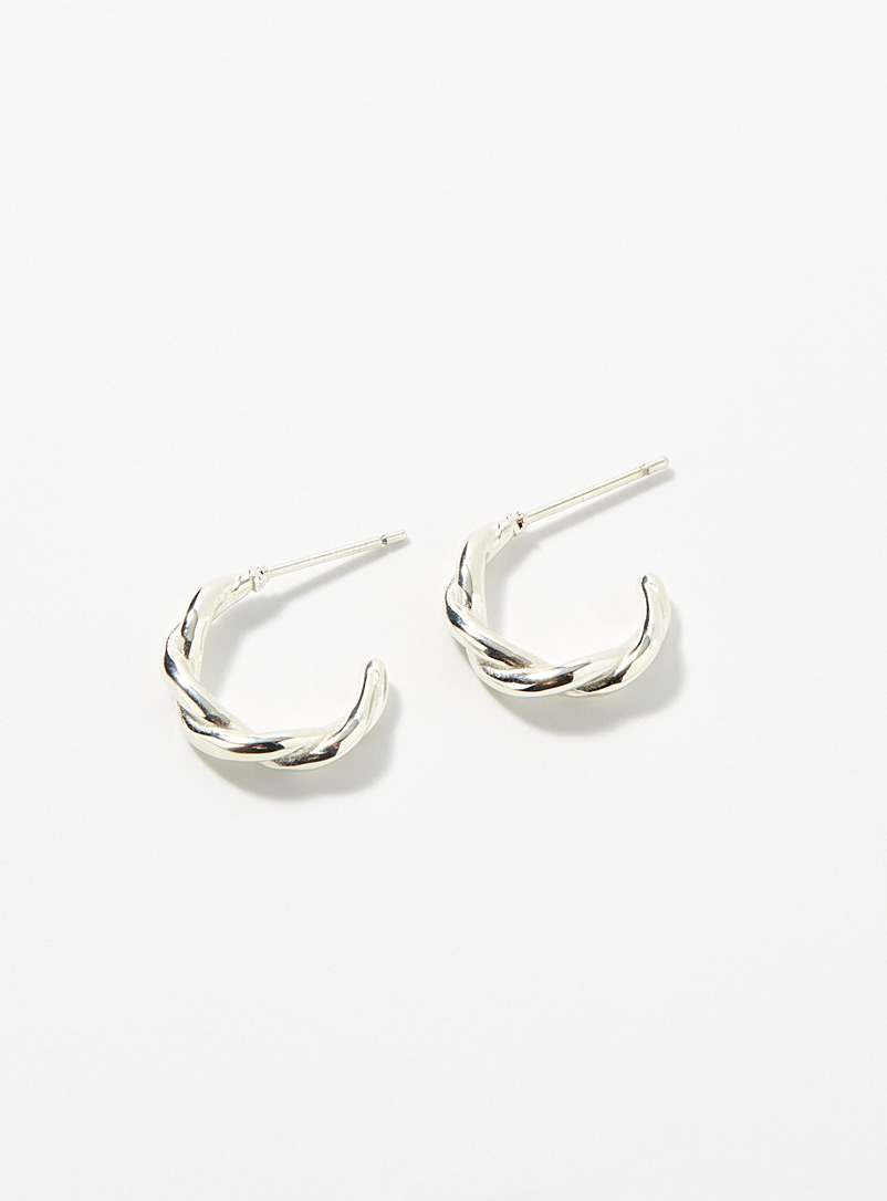 Simons Silver Silver twisted hoops for women