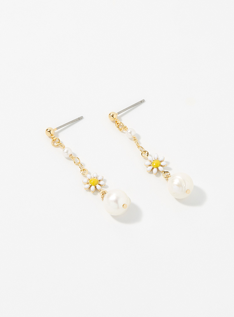 Simons White Little flower earrings for women