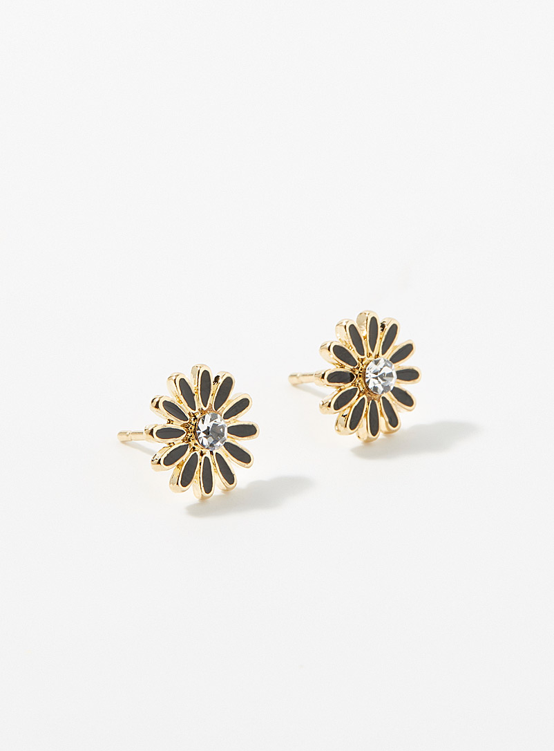 Simons Black Classic daisy earrings for women