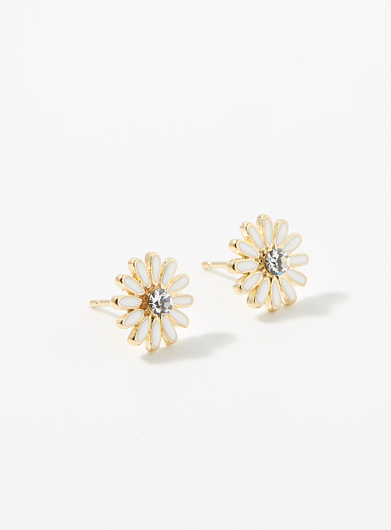 Simons White Classic daisy earrings for women