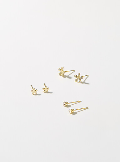 Floral small earrings Set of 3