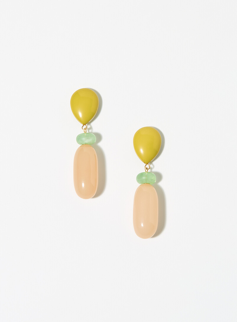 Simons Patterned Green Long earrings in various shapes for women