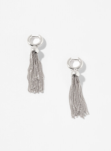 Long hoop and chain earrings