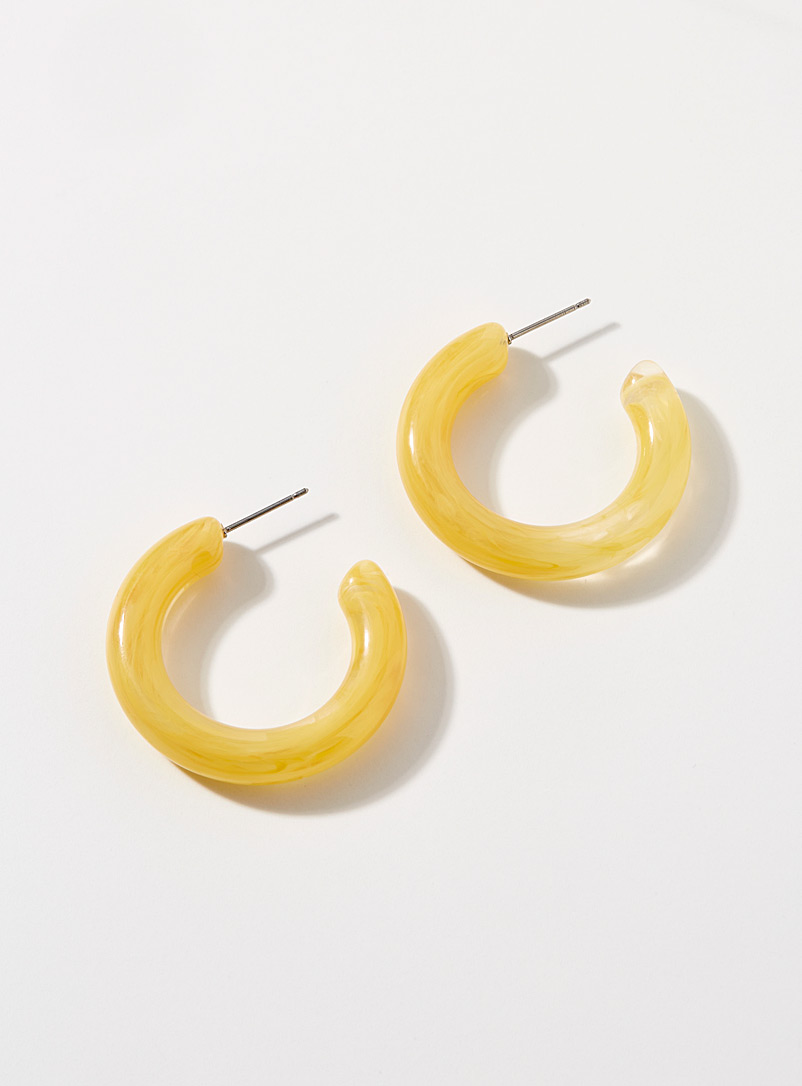 Simons Medium Yellow Sheer resin hoops for women