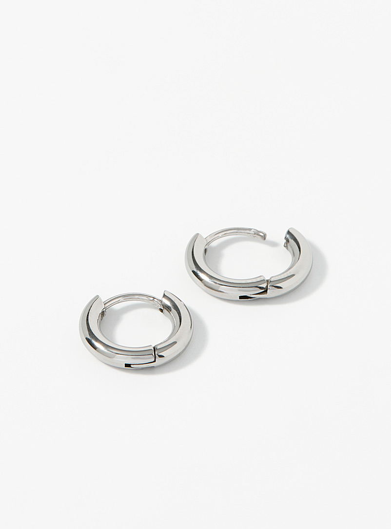 Le 31 Silver Small stainless steel hoops for men