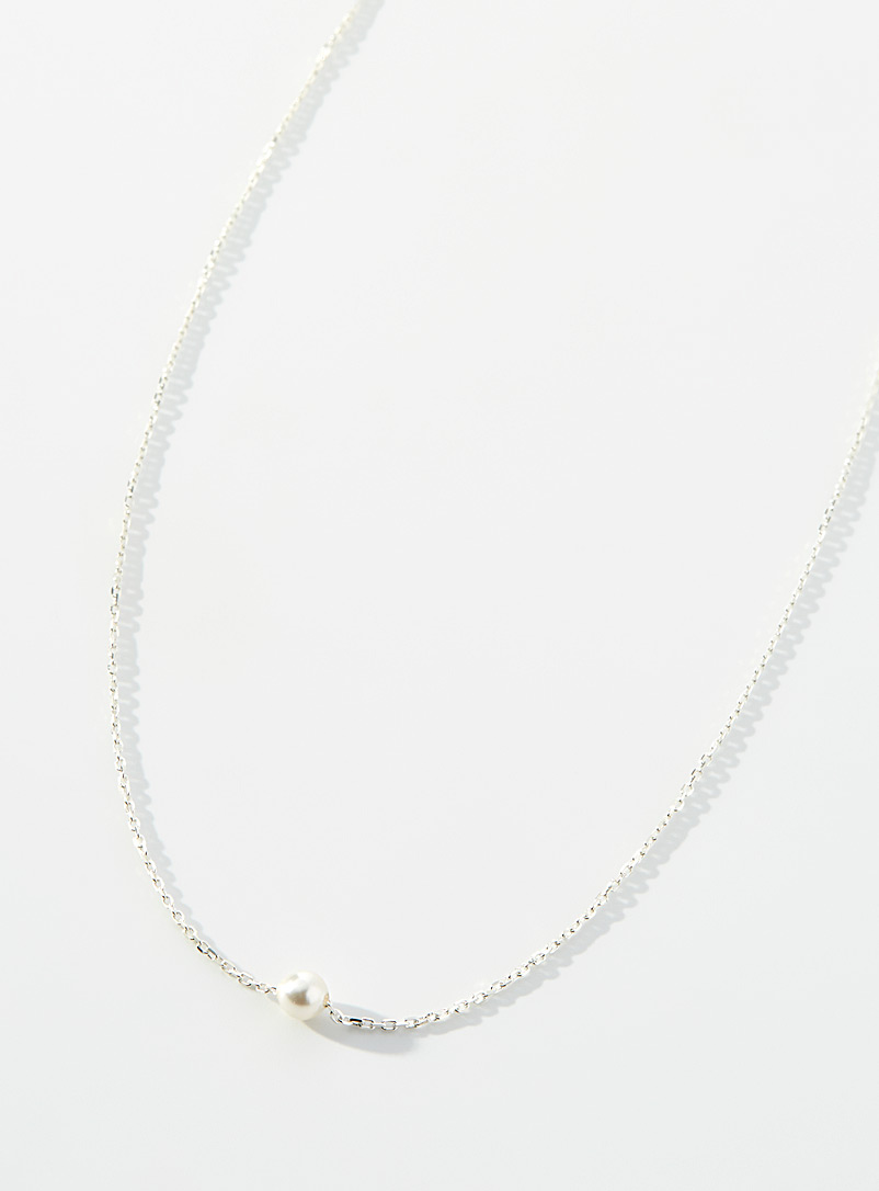 Simons Silver Pearly mini-bead chain for women