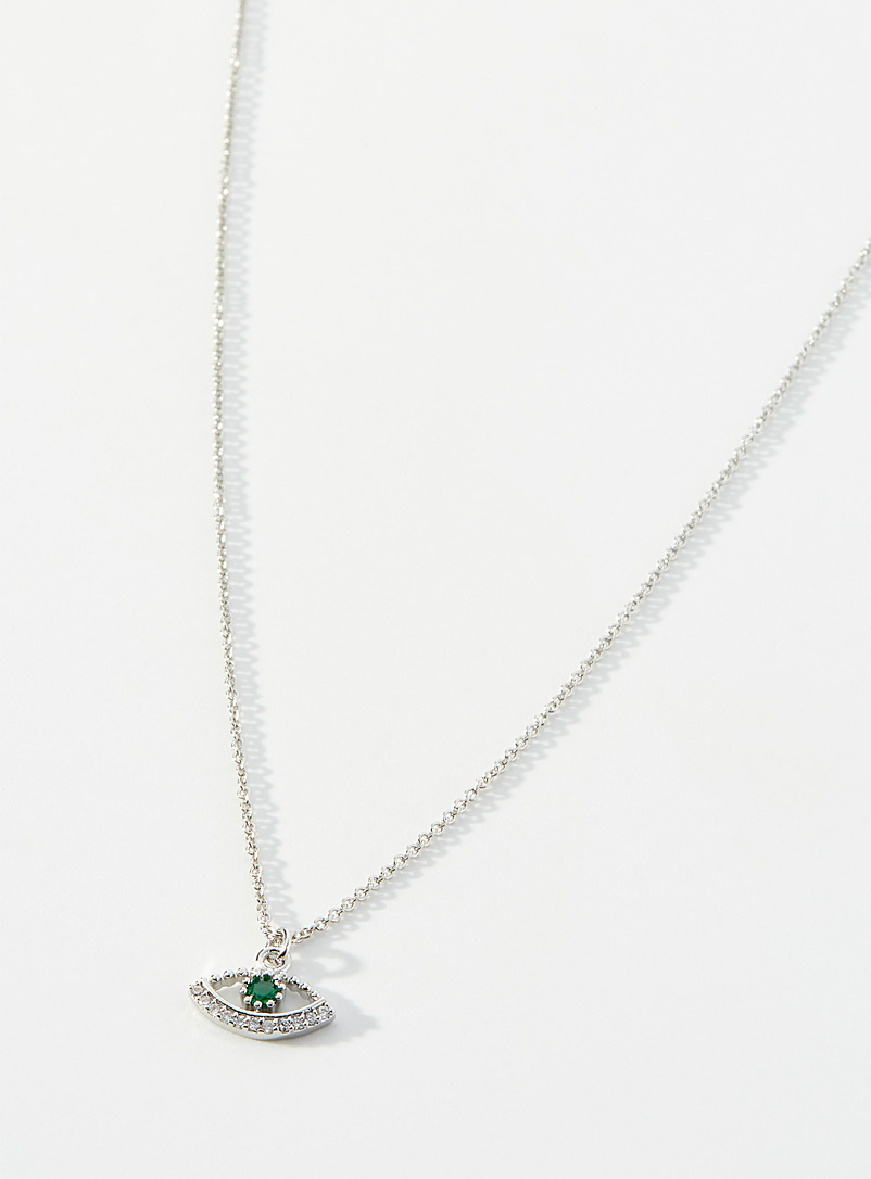 Simons Patterned Green Crystal eye necklace for women