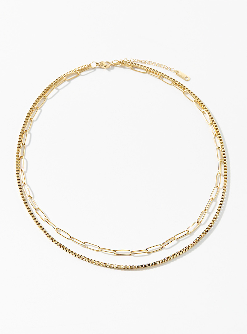 Simons: Le collier doré double rang Assorti pour femme