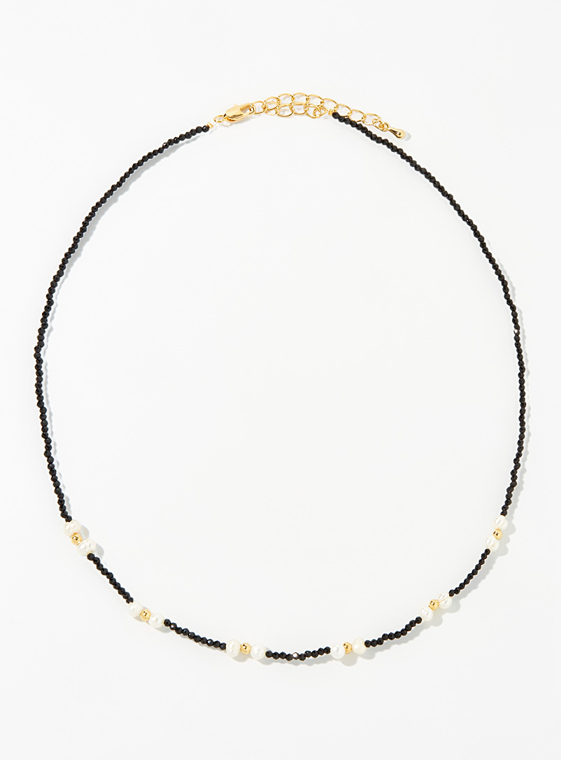 Simons Black Tricolour bead necklace for women