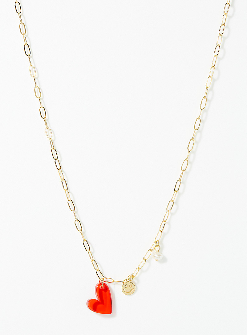 Simons Red Large red heart chain for women