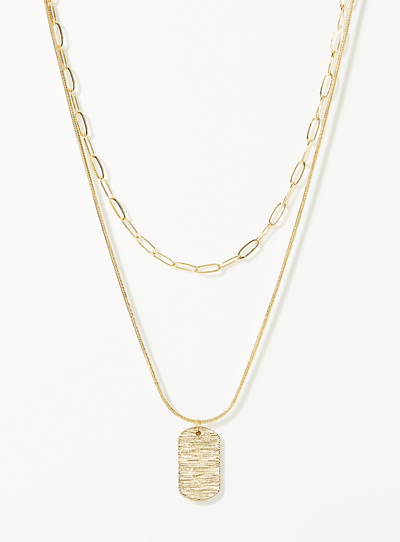 Simons Assorted Grooved medallion double-row chain for women
