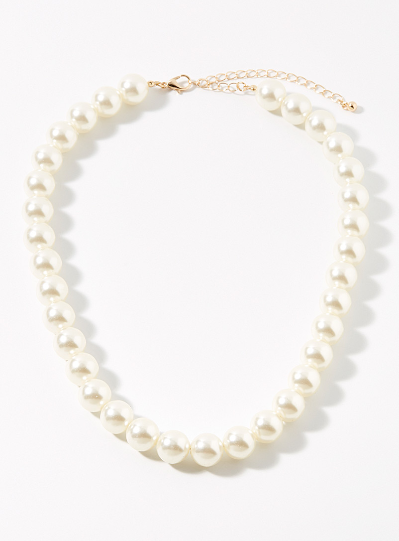 Simons White Pearly bead statement necklace for women