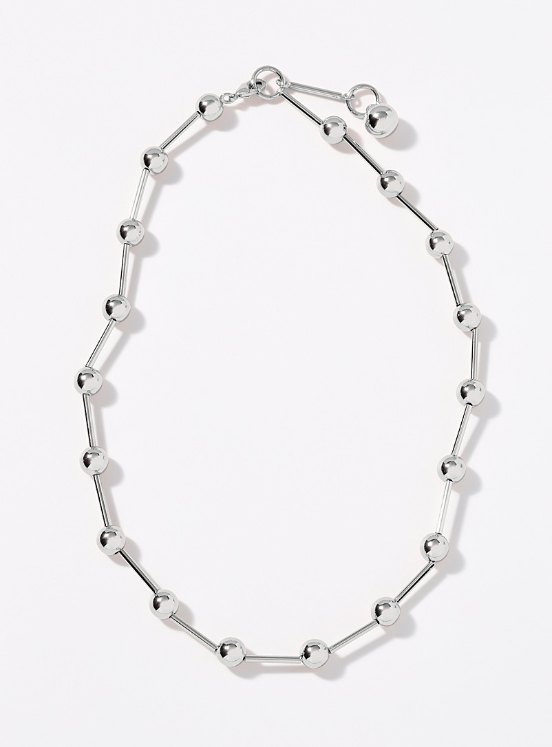 Simons Silver Bead and rod chain for women
