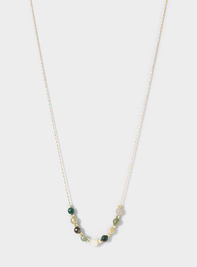 Pearl and faceted stones fine chain