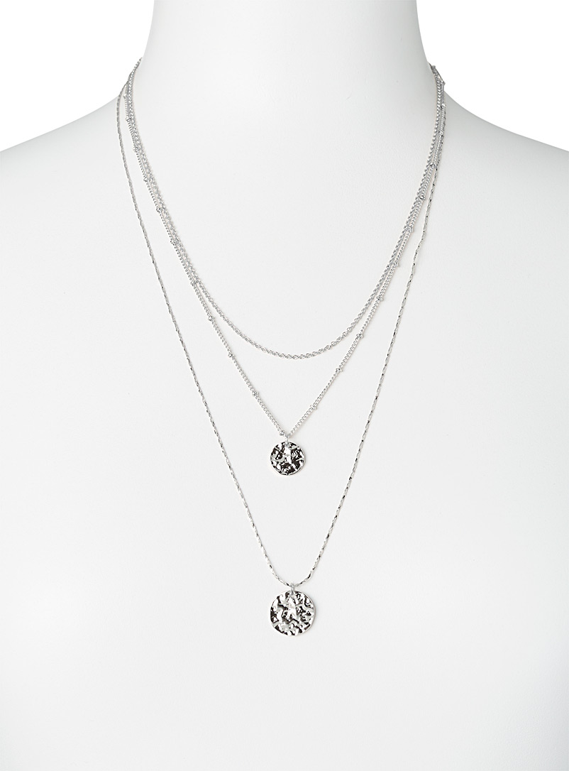 Simons Silver Multi-strand boho necklace for women