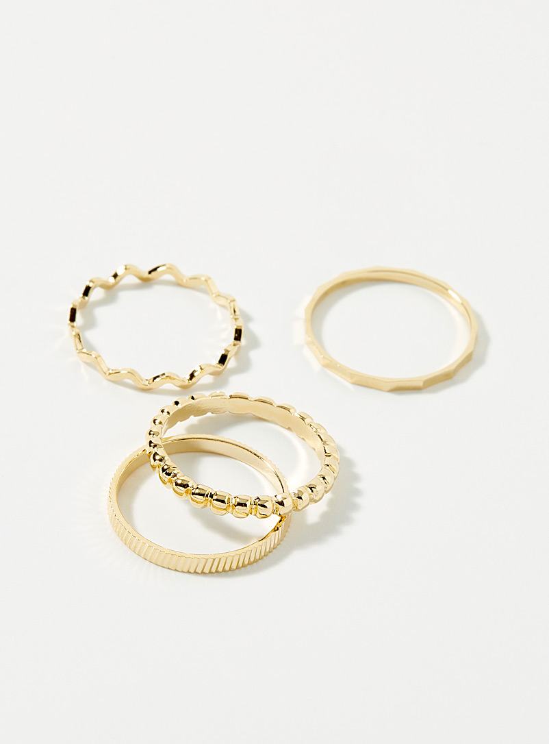 Simons Assorted Metallic rings Set of 4 for women