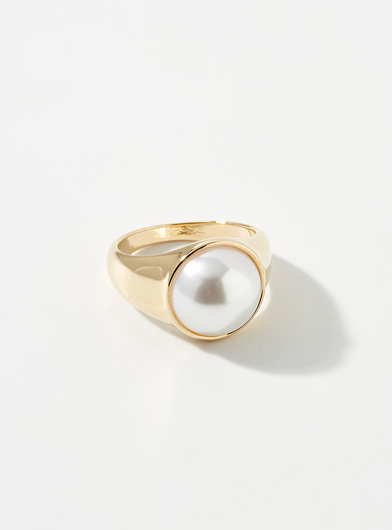 Simons Assorted Pearly bead golden ring for women